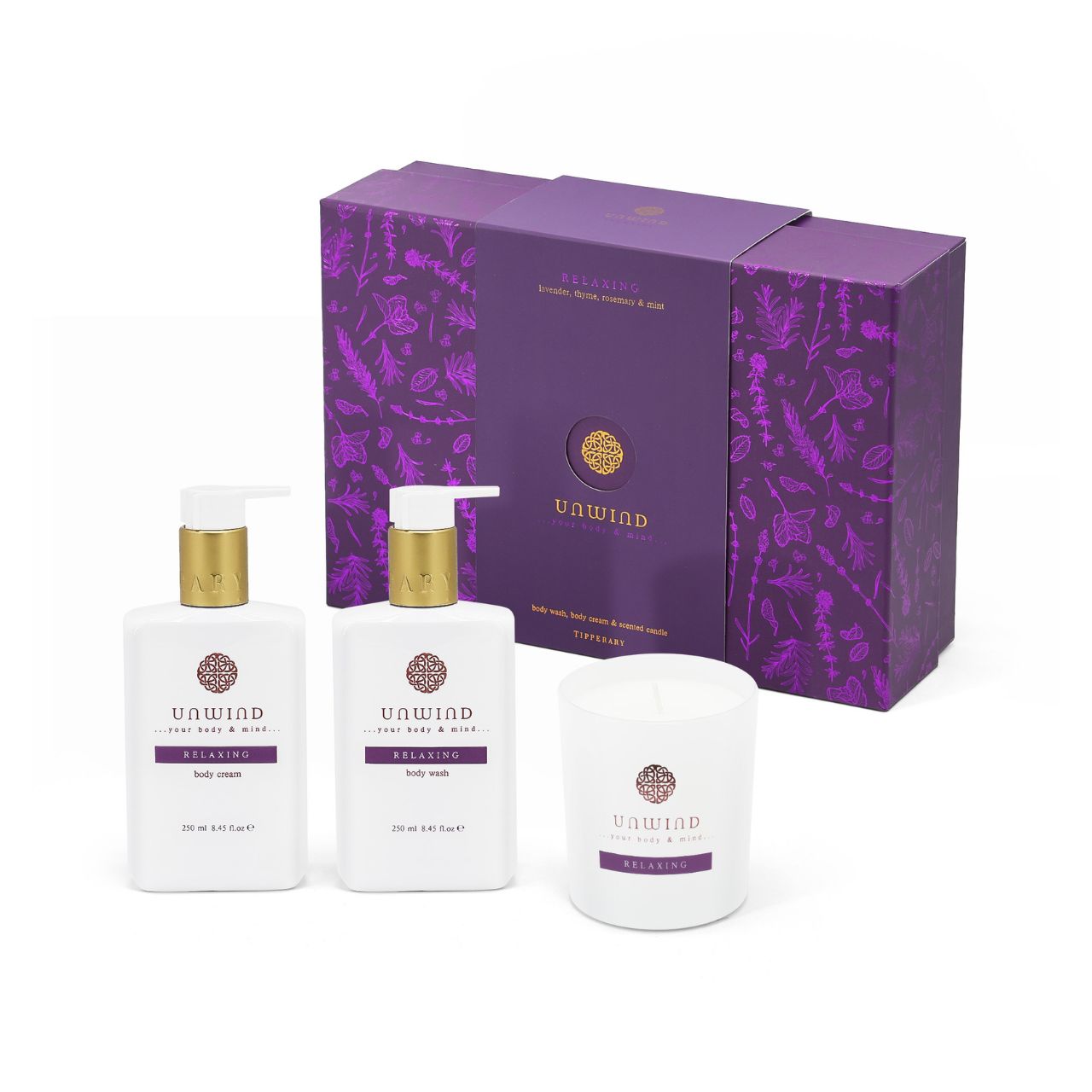 Experience the calming power of lavender-infused essence, gently transporting you to serene fields of aromatic blooms. Indulge in a soothing Body wash, Body cream and Candle set that elevates your skincare routine, offering a moment of peace amidst the day’s demands.