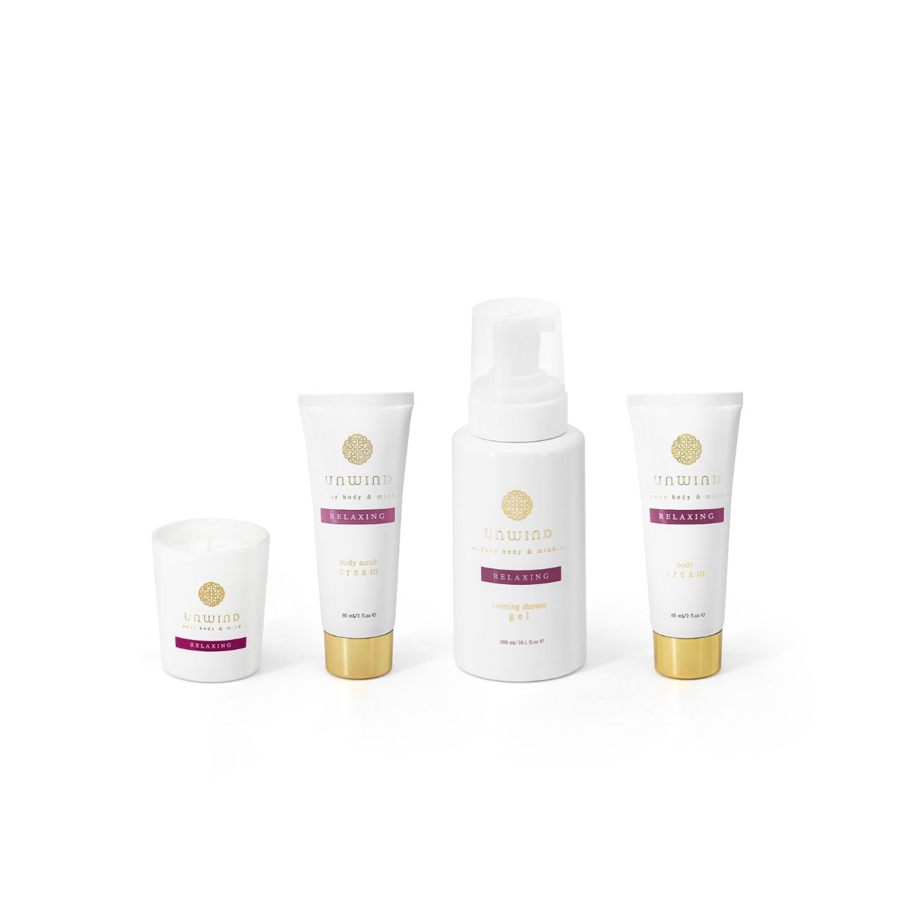 Experience the calming power of lavender-infused essence, gently transporting you to serene fields of aromatic blooms. Elevate your self-care ritual with this luxurious set featuring a foaming body gel, exfoliating body scrub, nourishing body cream, and a calming candle - designed to soothe your senses and provide a peaceful escape from the demands of the day.
