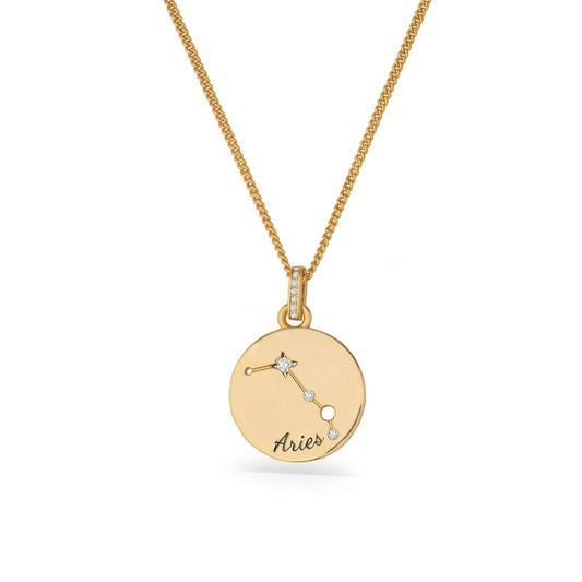 The Zodiac Collection is a perfect blend of elegance and personal significance. Crafted with precision, the gold pendant features a beautifully designed circle with each star sign, intricately engraved for a unique and meaningful touch.