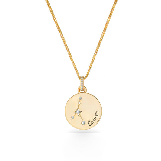 The Zodiac Collection is a perfect blend of elegance and personal significance. Crafted with precision, the gold pendant features a beautifully designed circle with each star sign, intricately engraved for a unique and meaningful touch.
