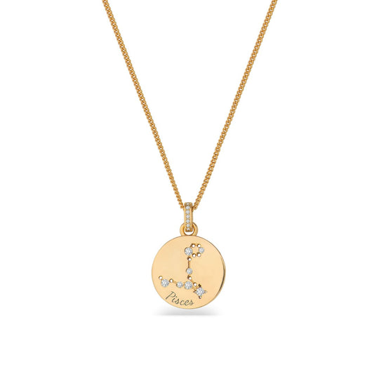 The Zodiac Collection is a perfect blend of elegance and personal significance. Crafted with precision, the gold pendant features a beautifully designed circle with each star sign, intricately engraved for a unique and meaningful touch.