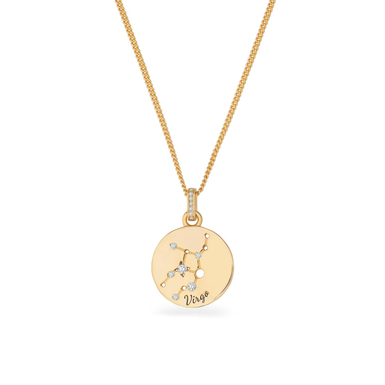 The Zodiac Collection is a perfect blend of elegance and personal significance. Crafted with precision, the gold pendant features a beautifully designed circle with each star sign, intricately engraved for a unique and meaningful touch.