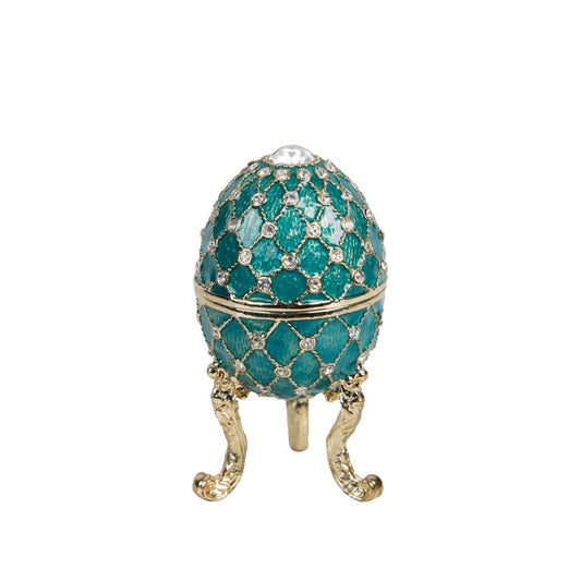 A beautiful, hand painted and crystal finished Fabergé Egg style Trinket Box from Treasured Trinkets.