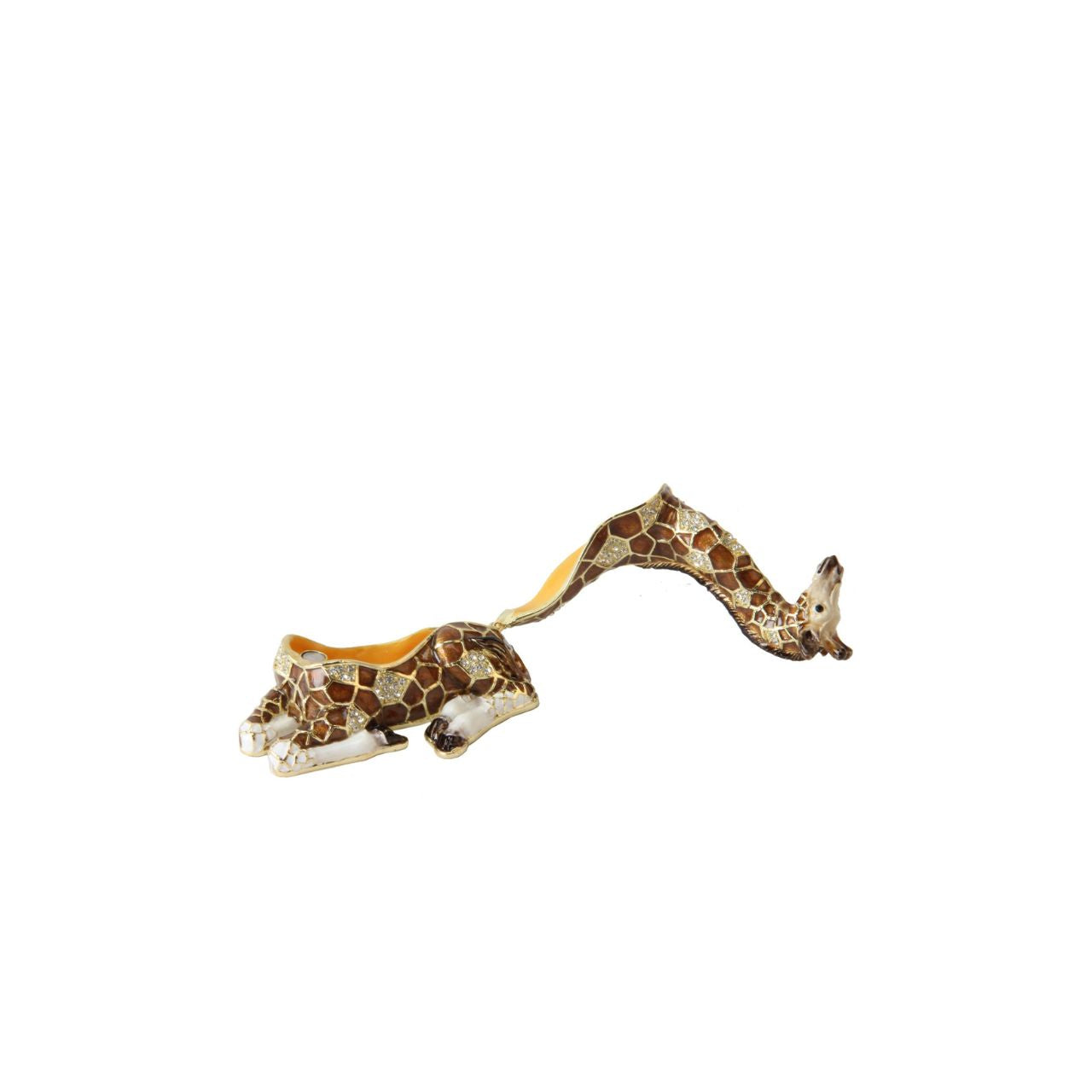 A beautiful, hand painted and crystal finished large giraffe trinket box from Treasured Trinkets.