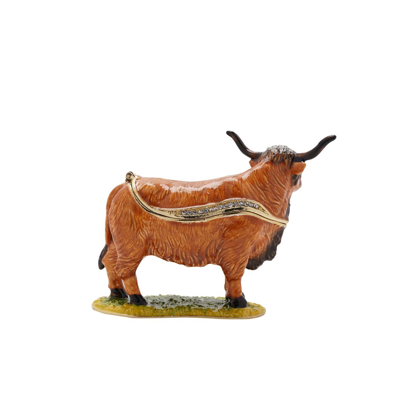 Experience the elegance of the Treasured Trinkets – Highland cow by STRATTON, a trinket box that captures the wonder of these majestic animals.