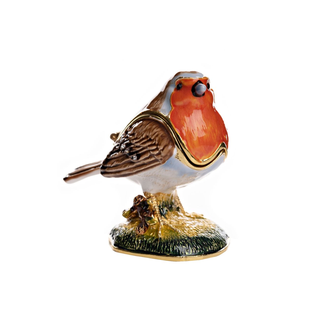 The trinket box opens up across the middle of the robin to reveal a special storage slot for jewellery or other small and treasured items.