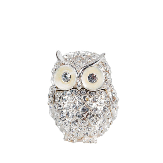A stunning crystal encrusted owl trinket box from Treasured Trinkets.