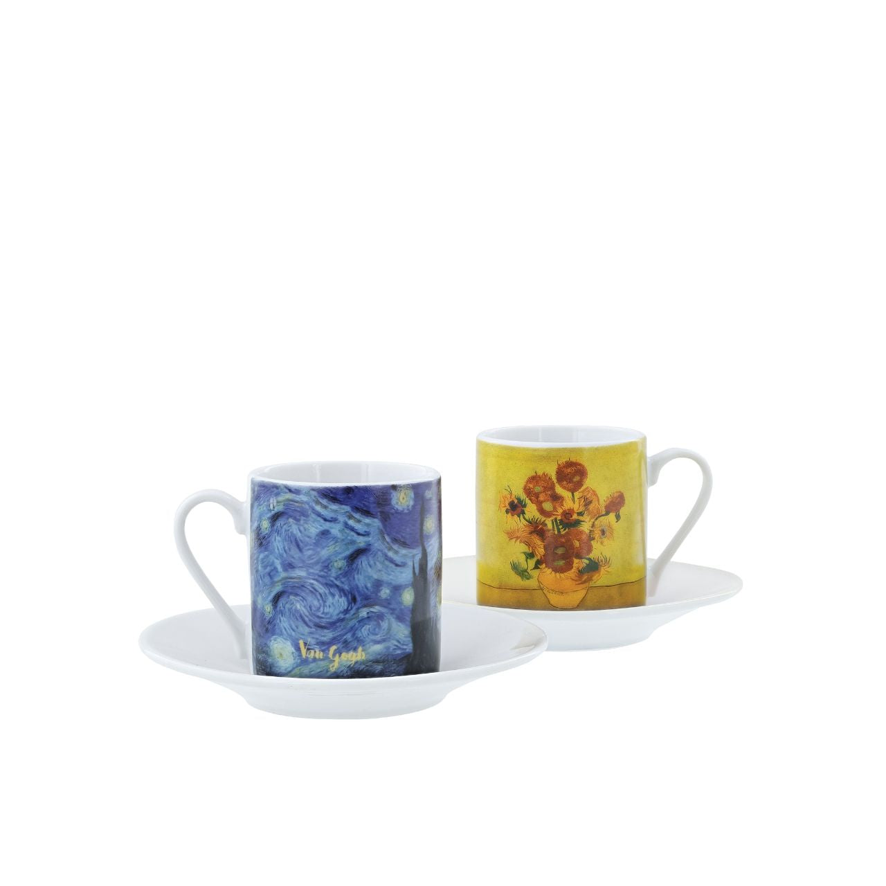 Assortment of 2 ceramic cups, ideal for drinking coffee with family or friends. Based on the famous paintings of the Dutch Post-Impressionist painter Vincent Van Gogh.