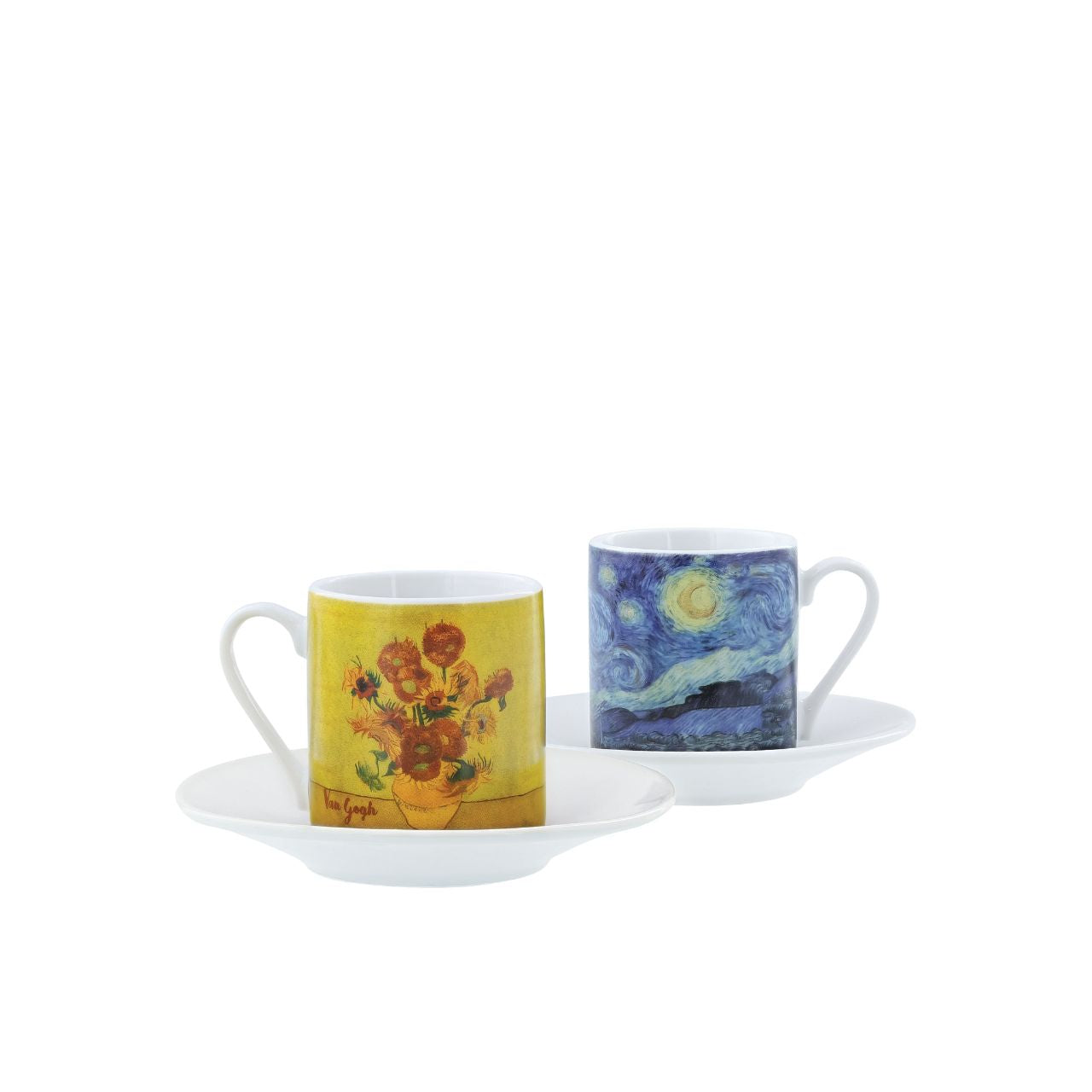 Assortment of 2 ceramic cups, ideal for drinking coffee with family or friends. Based on the famous paintings of the Dutch Post-Impressionist painter Vincent Van Gogh.