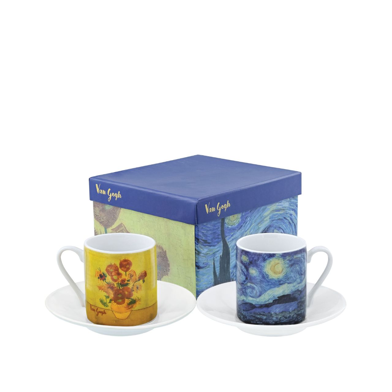 Assortment of 2 ceramic cups, ideal for drinking coffee with family or friends. Based on the famous paintings of the Dutch Post-Impressionist painter Vincent Van Gogh.
