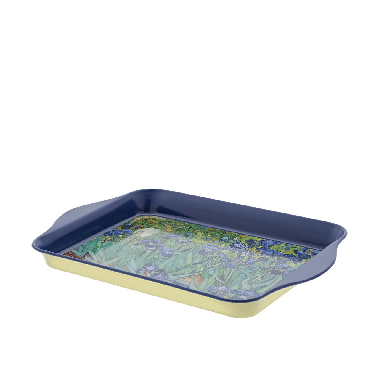 Metal tray perfect for tea, coffee, snacks or even jewellery. Based on the famous painting "Iris" by Dutch Post-Impressionist painter Vincent Van Gogh.