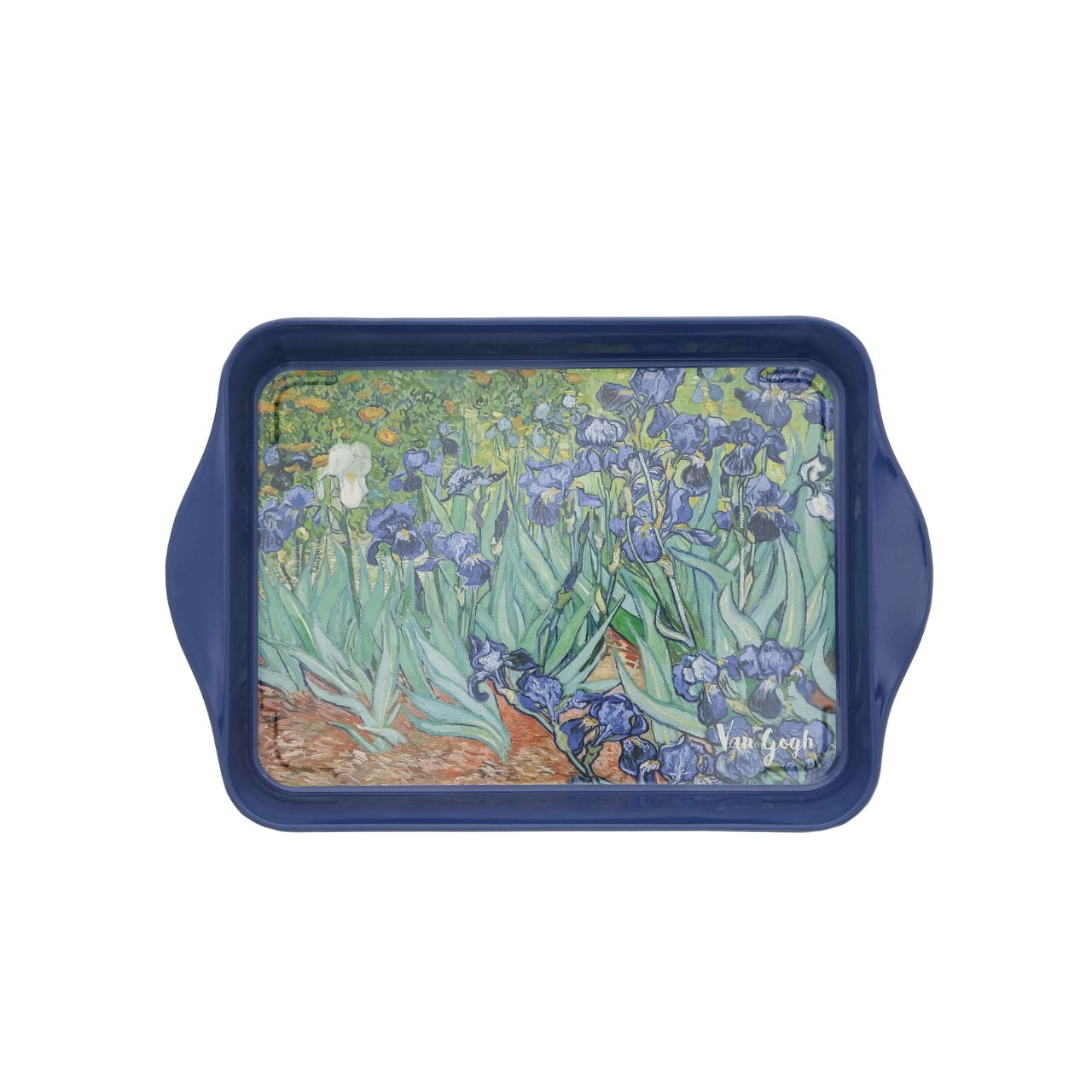 Metal tray perfect for tea, coffee, snacks or even jewellery. Based on the famous painting "Iris" by Dutch Post-Impressionist painter Vincent Van Gogh.