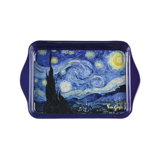 Metal tray perfect for tea, coffee, snacks or even jewellery. Based on the famous painting "Starry Night" by Dutch Post-Impressionist painter Vincent Van Gogh.