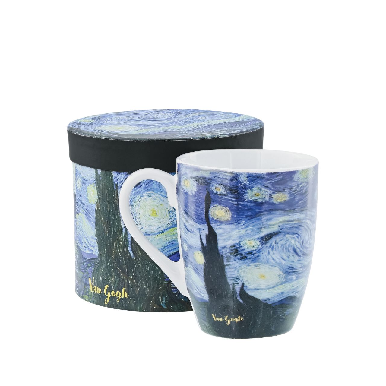 Ceramic mug with matching box, perfect for drinking your coffee or tea. After the famous painting "Starry Night" by Dutch Post-Impressionist painter Vincent Van Gogh.