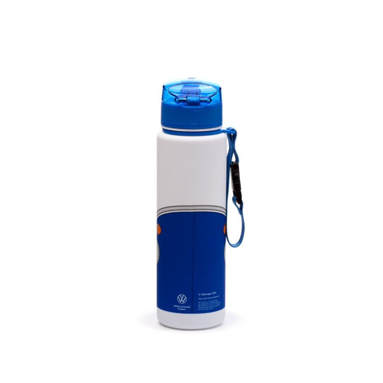 Experience timeless charm with the Volkswagen VW T1 Camper Bus Blue Pop Top 600ml Shatterproof Bottle.