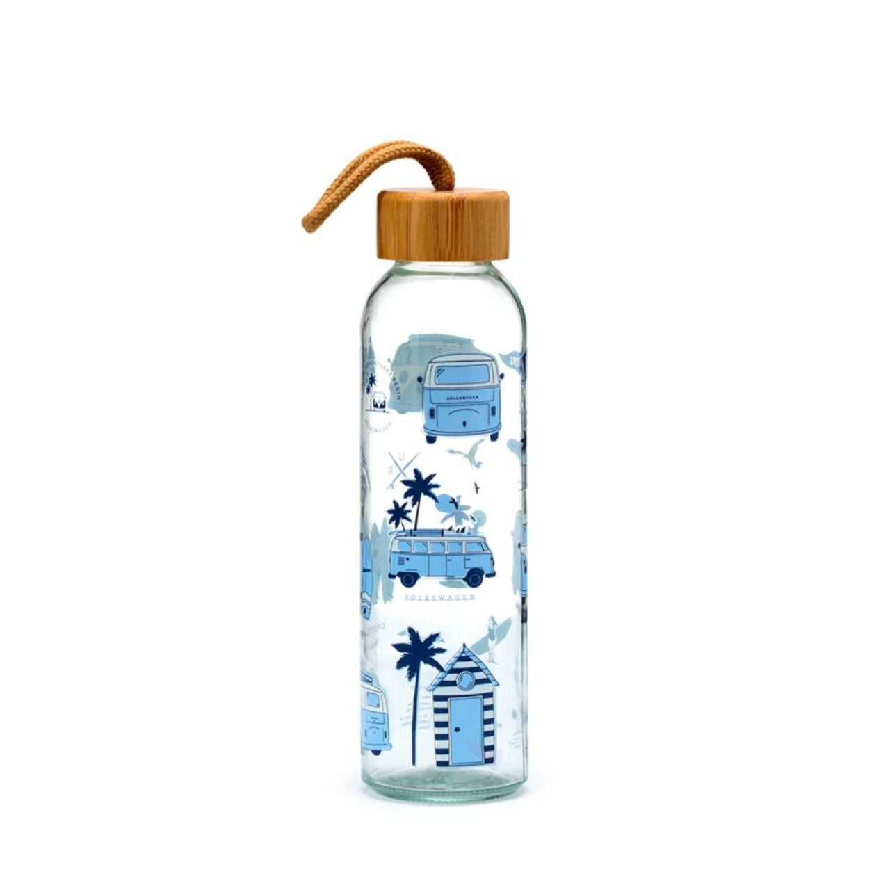 Embrace adventure with the Volkswagen VW T1 Camper Bus Explore More 500ml Glass Water Bottle. Crafted from clear glass, this elegant bottle combines nostalgic design with practical hydration.