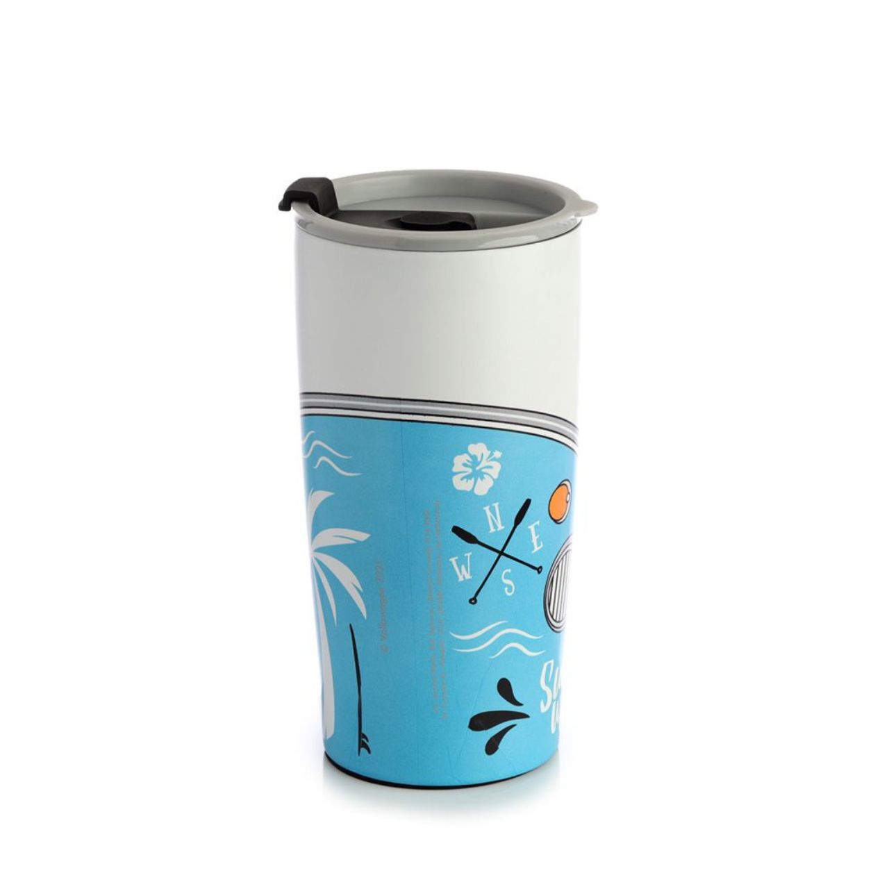 Suitable for hot and cold drinks. Keeps liquids cold for up to 8 hours or warm for up to 6 hours. The lid has a steam release valve in the centre and a secure flip up cover over the drinking hole.