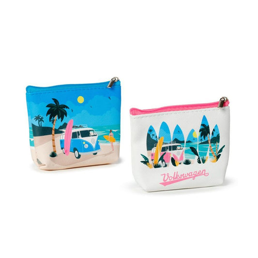 Volkswagen VW T1 Camper Bus Waves are Calling PVC Purse  This Volkswagen VW T1 Camper Bus PVC Blue Purse features a stylish design of waves and a classic Bus silhouette. Made with PVC, this purse will keep your belongings safe and secure. It's the perfect accessory for any fan of the iconic VW brand.