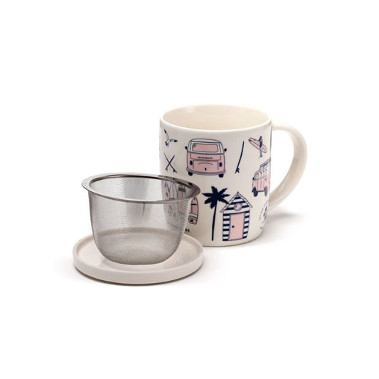 Elevate your tea experience with the Volkswagen VW T1 Camper Bus Explore More Infuser Mug Set.