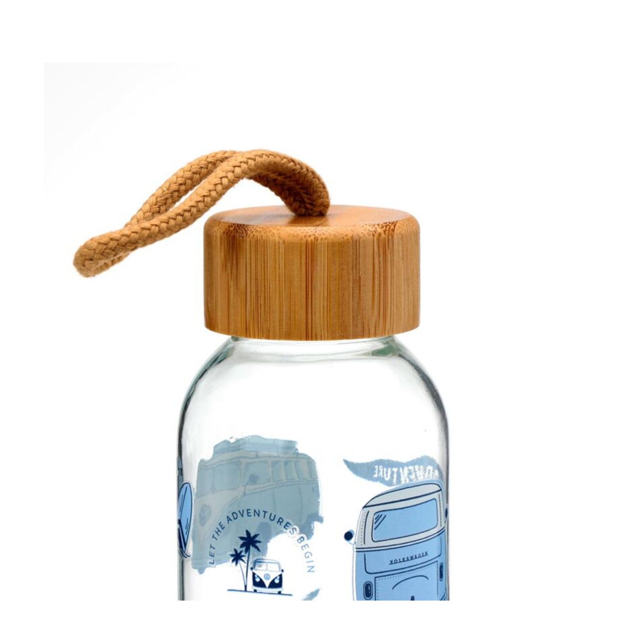 Embrace adventure with the Volkswagen VW T1 Camper Bus Explore More 500ml Glass Water Bottle. Crafted from clear glass, this elegant bottle combines nostalgic design with practical hydration.