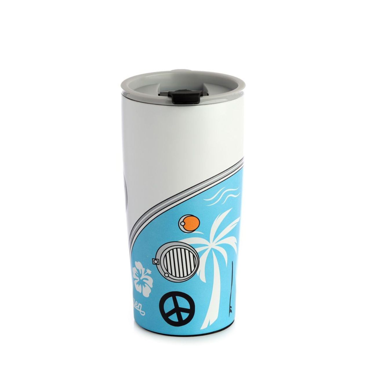Suitable for hot and cold drinks. Keeps liquids cold for up to 8 hours or warm for up to 6 hours. The lid has a steam release valve in the centre and a secure flip up cover over the drinking hole.
