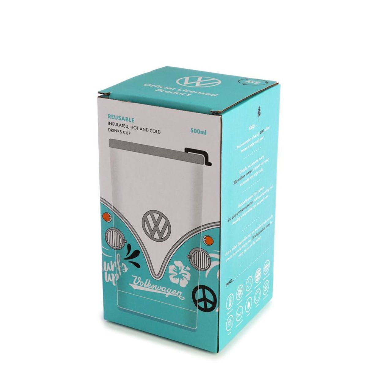 Suitable for hot and cold drinks. Keeps liquids cold for up to 8 hours or warm for up to 6 hours. The lid has a steam release valve in the centre and a secure flip up cover over the drinking hole.