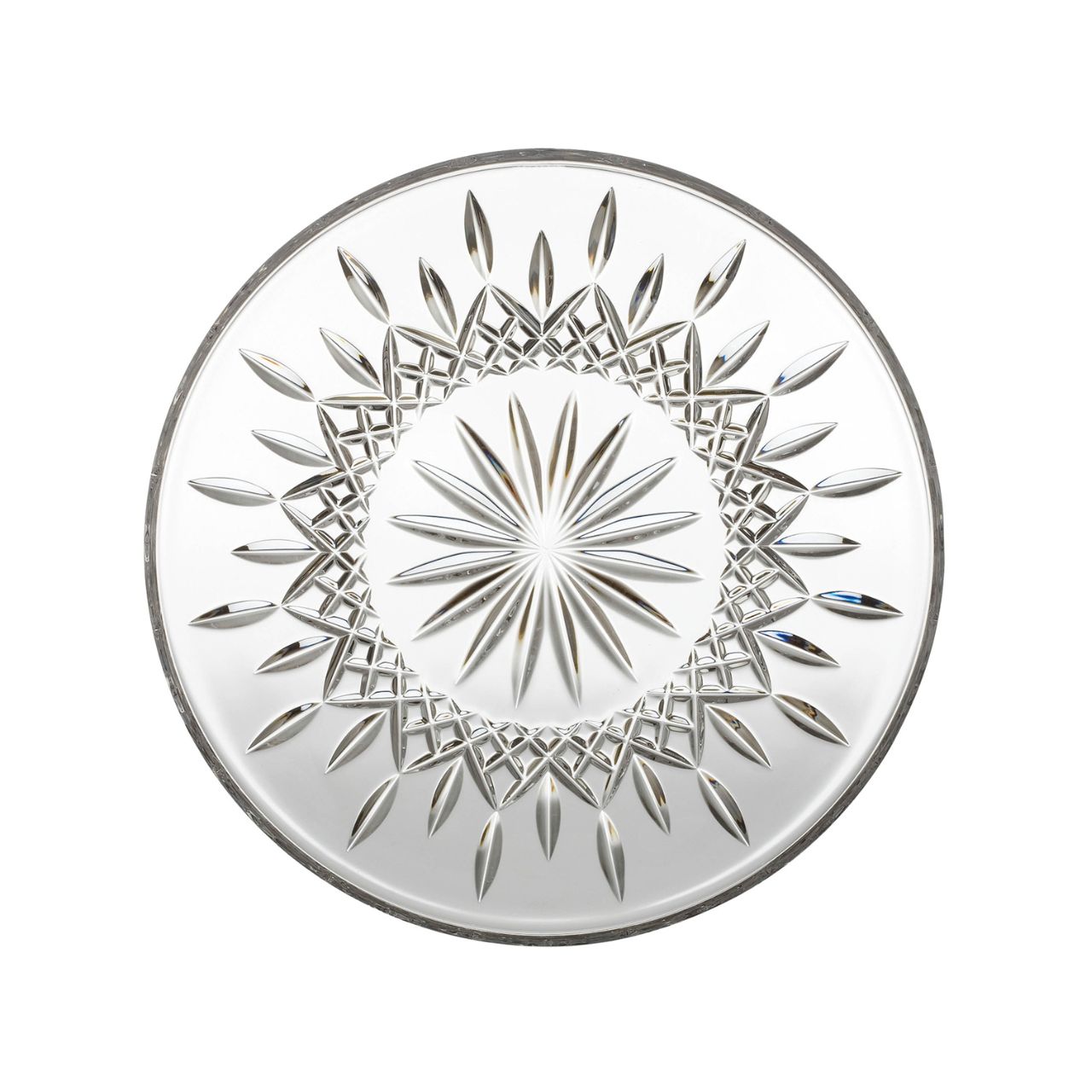 Lismore Cake Plate - Footed by Waterford Crystal  Featuring the iconic Lismore pattern, the Lismore Gift Bar Collection is inspired by the rich heritage of Ireland with pieces designed to be used and enjoyed. The Lismore Cake Plate 11 inch is perfect for serving up delicious cakes, sandwiches and biscuits. Lismore's signature diamond and wedge cuts create a brilliance and clarity that turns ordinary presentations into a special event.