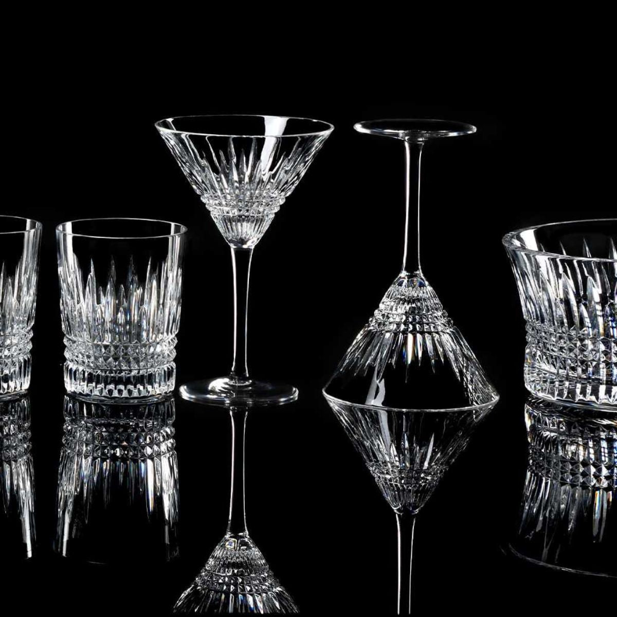 Waterford Crystal Lismore Diamond Martini Glasses Pair  The Lismore Diamond pattern is a strikingly modern reinvention of the Waterford classic, characterized by intricate diamond cuts rendered in radiant fine crystal. The clarity of this radiant Lismore Diamond Martini Glass Pair, ensures that the rich colour of its contents is highlighted beautifully, serving as a feast for the eye as well as the palette.