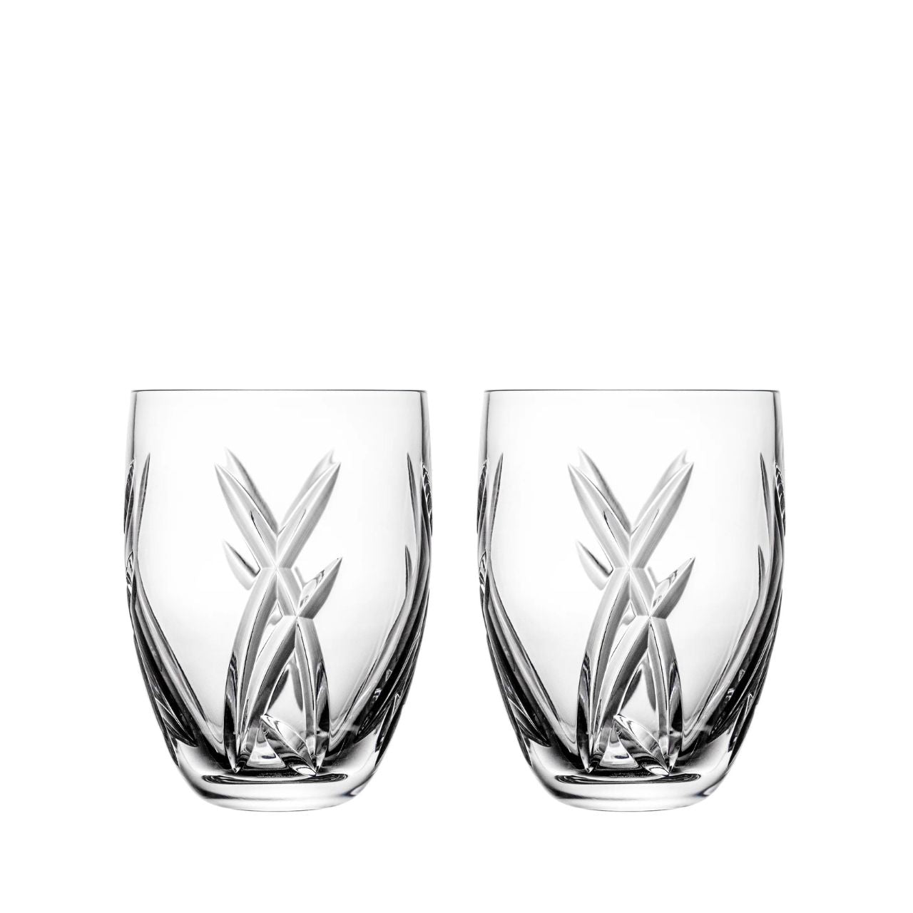 Waterford Crystal John Rocha Signature Tumbler Pair  John Rocha captures the clarity and purity of Waterford Crystal with his contemporary collection of stemware. Elegantly serve Scotch, whiskey or mixed drinks in these dramatic and stylish John Rocha Signature Tumblers, which make a stunning statement on your dining table or bar.
