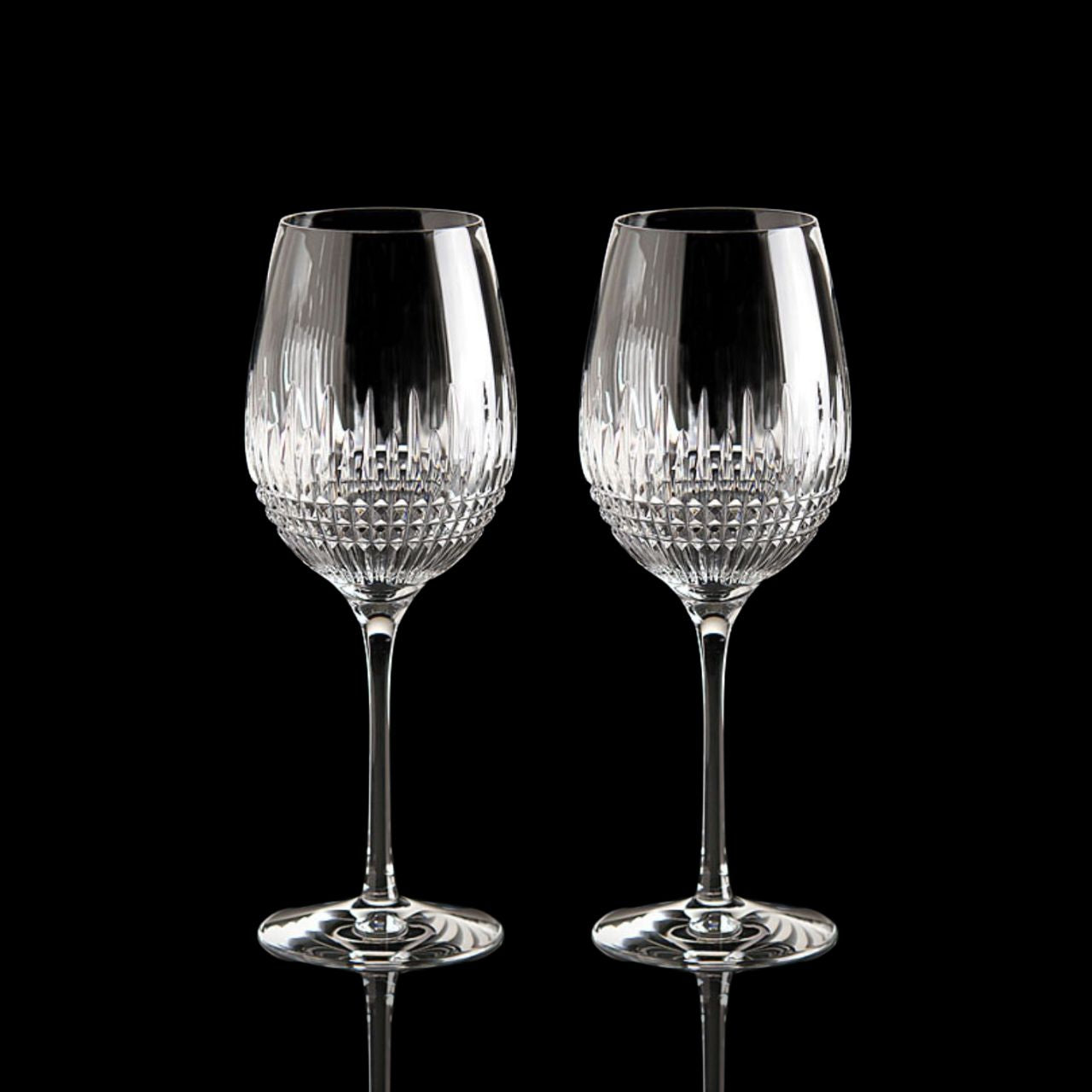 Waterford Crystal Lismore Diamond Essence Goblet Pair  This classic Lismore Diamond Essence Goblet Pair from Waterford offer the perfect serve for water, juice or your favourite fruit punch, and are the ideal luxury all-purpose drinking glass for your home.