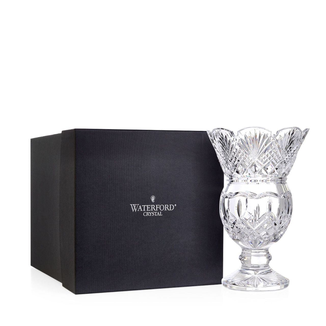 Waterford Crystal Lismore 32.5cm Thistle Vase  The Waterford Lismore pattern is a stunning combination of brilliance and clarity. You can't improve on nature, but you can come close with the Lismore 32.5cm Thistle Vase. This stunning fine crystal vase is patterned with Lismore's signature diamond and wedge cuts and features the stability and comforting weight you've come to expect from Waterford's hand-crafted, fine crystal.