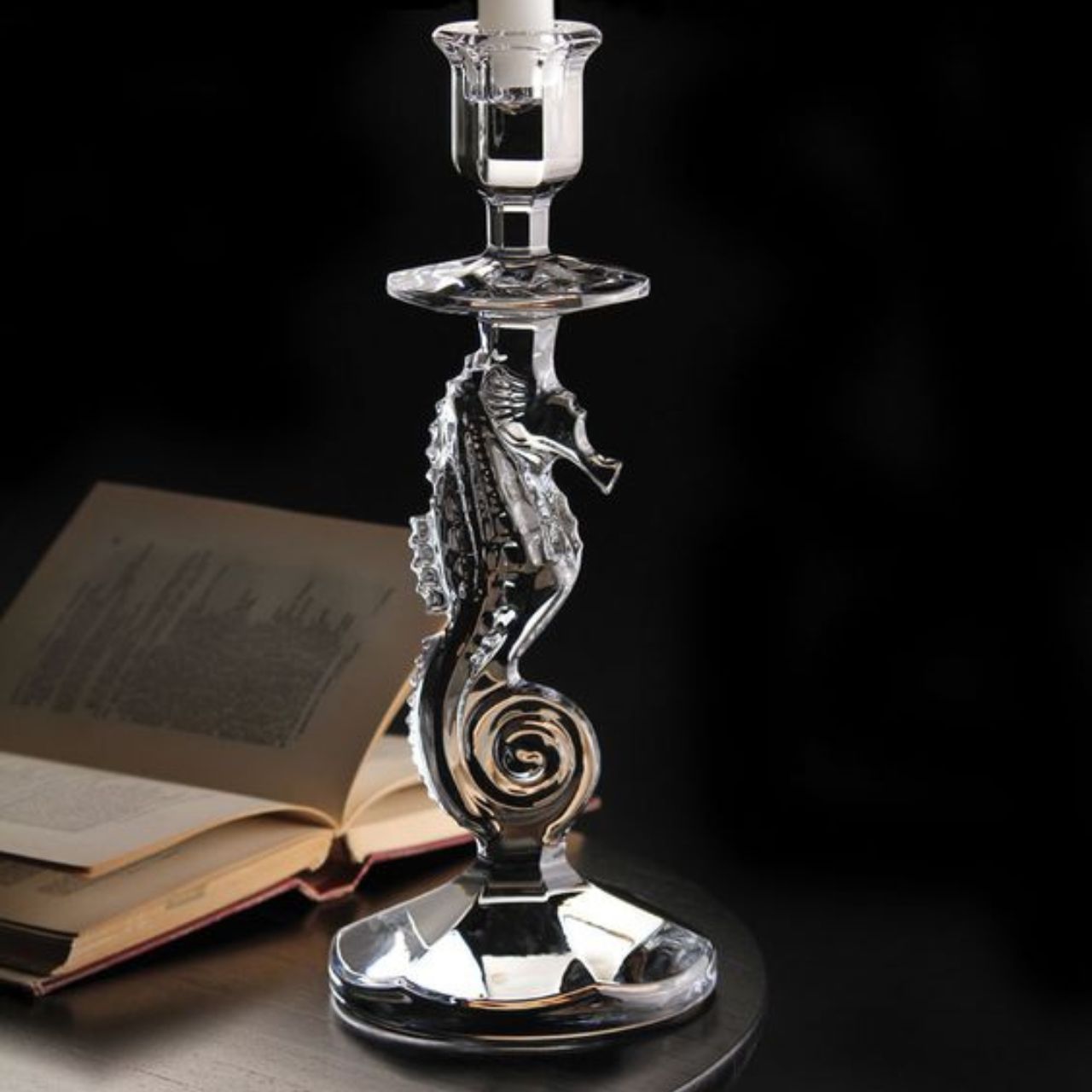 Waterford Crystal ﻿Seahorse Candlestick  A dramatic statement piece, the Collection by Waterford takes inspiration from the logo of the Waterford company and the crest of the historical city of Waterford, where Ireland's premiere fine crystal is produced.
