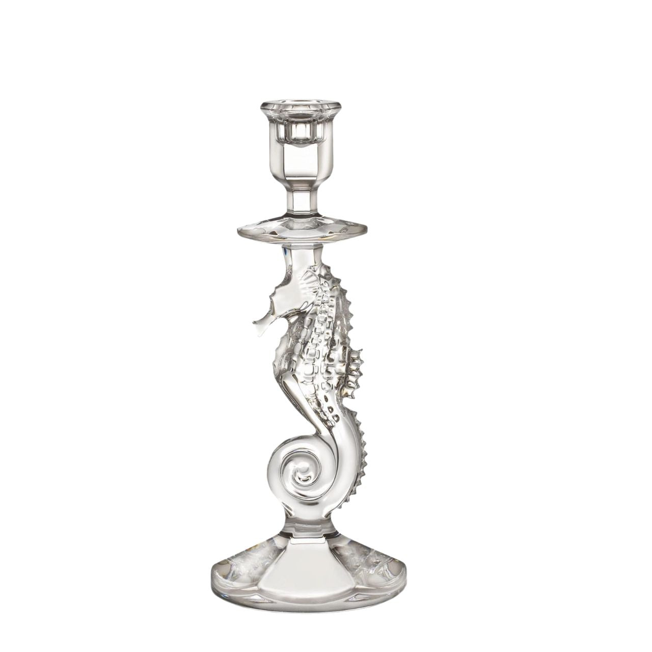 Waterford Crystal ﻿Seahorse Candlestick  A dramatic statement piece, the Collection by Waterford takes inspiration from the logo of the Waterford company and the crest of the historical city of Waterford, where Ireland's premiere fine crystal is produced. This elegant candlestick combines the intricate detailing of the pattern with the comforting weight and stability of Waterford's hand-crafted, fine crystal.