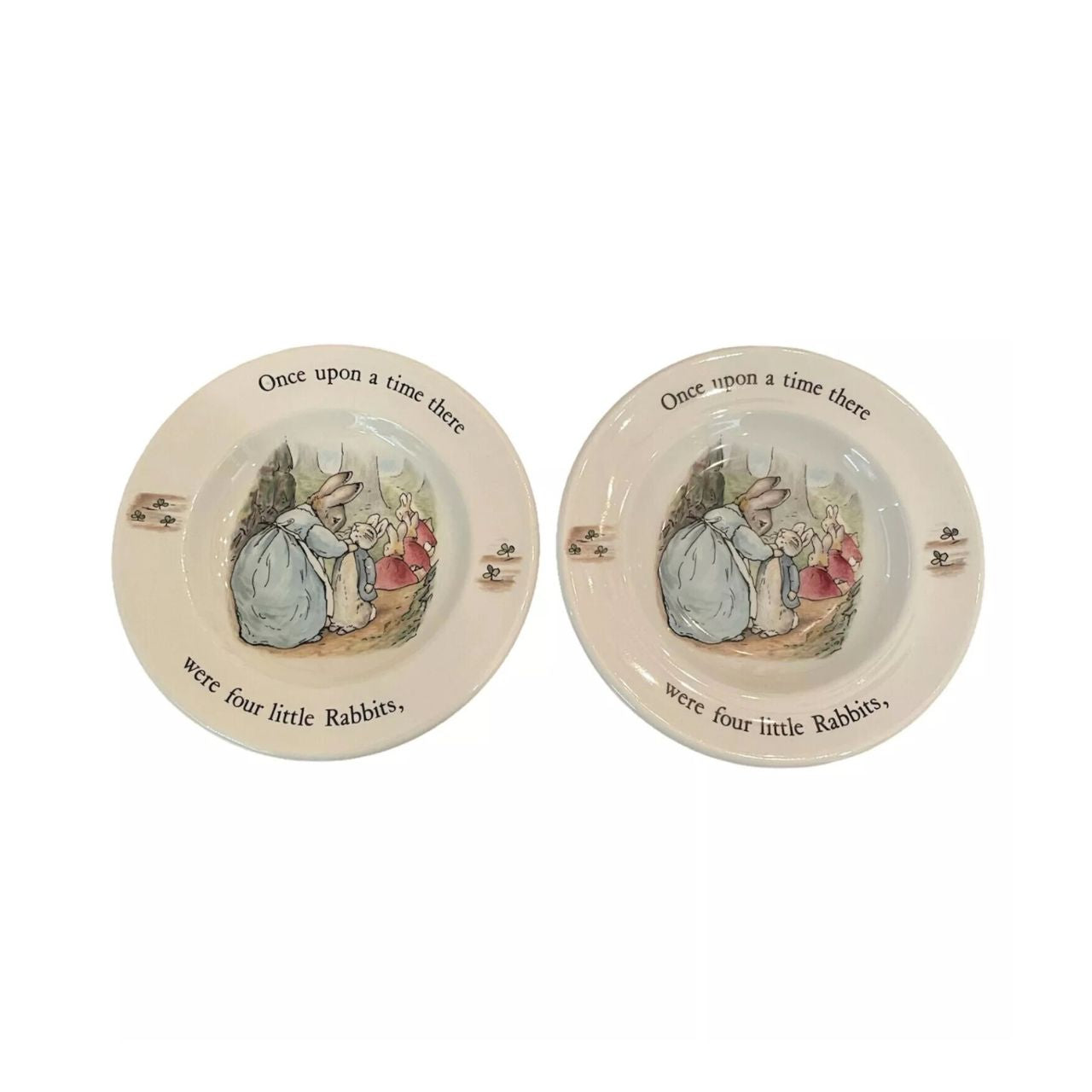 Experience the charm of Beatrix Potter's beloved character, Peter Rabbit, with our Vintage porcelain Children's Tea Set by Wedgwood. This 6 piece set includes a 2 Plates, 2 Teacups & 2 Saucers, all adorned with delicate illustrations and crafted with renowned Wedgwood quality.