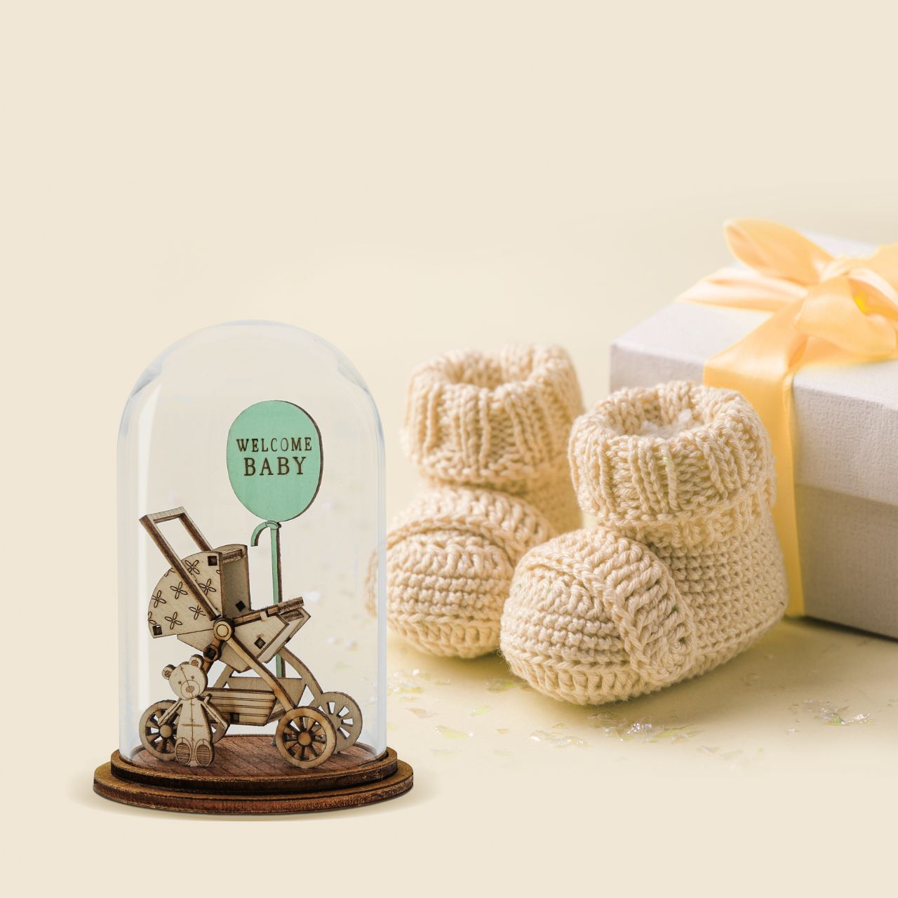 A first of it's own in our tiny town collection 'Welcome Baby' is a unisex gift representing the new bundle of joy in your life.