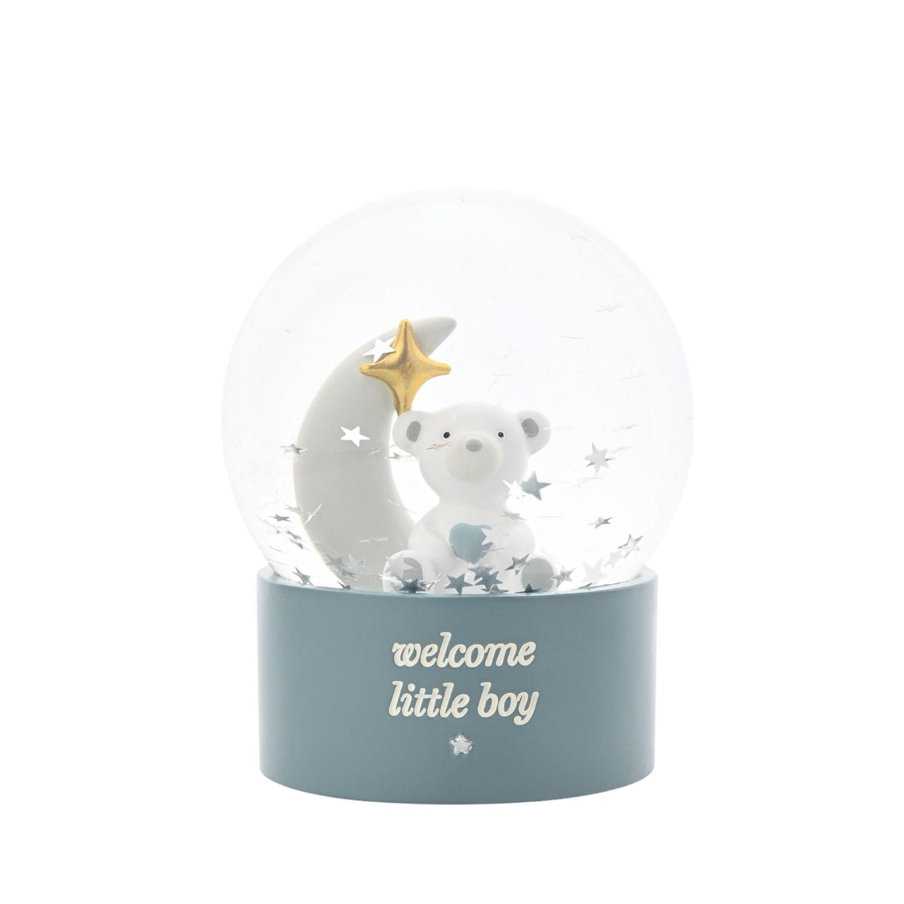A Bambino BY JULIANA 'welcome little boy' Water Globe. Brimming with whimsical charm, this item is an enchanting addition to any nursery display.