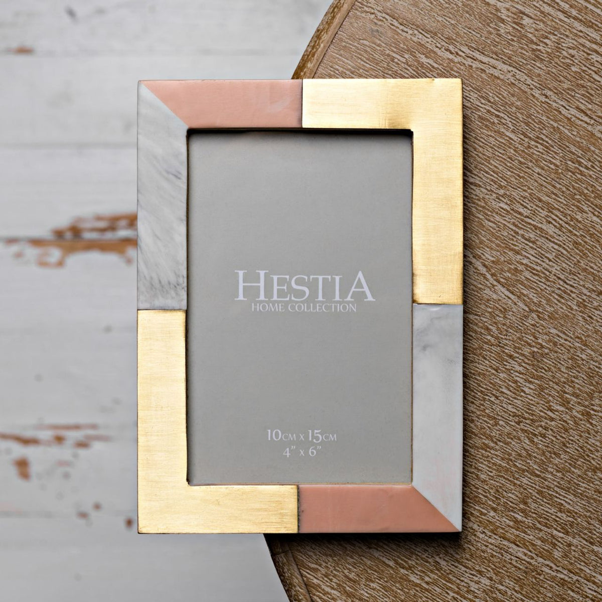 Gamour Frame White, Grey & Pink Photo Frame with Brass Inlay 4