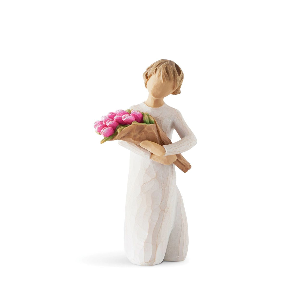 The bright and boldly pink colour of these tulips can represent courage, strength and confidence. One of the earliest blooms in spring, tulips are associated with hope and renewal. The large bouquet can represent one's community of support and friendship.