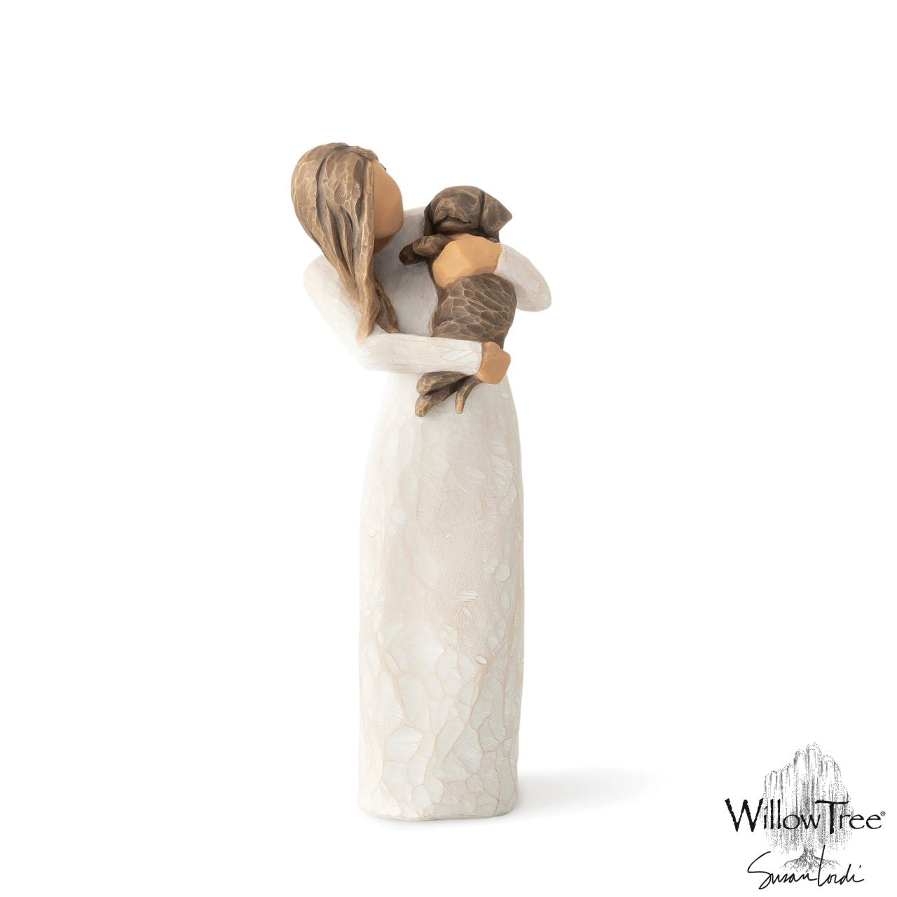 Adorable You - Dark Dog by Willow Tree  Willow Tree is an intimate line of figurative sculptures representing sentiments of love, closeness, healing, courage, hope...all the emotions we encounter in life " When carving this figurine, I was influenced by the postures of classical sculptures, where the line of the shoulders is in opposition to the hips, or contrapposto.