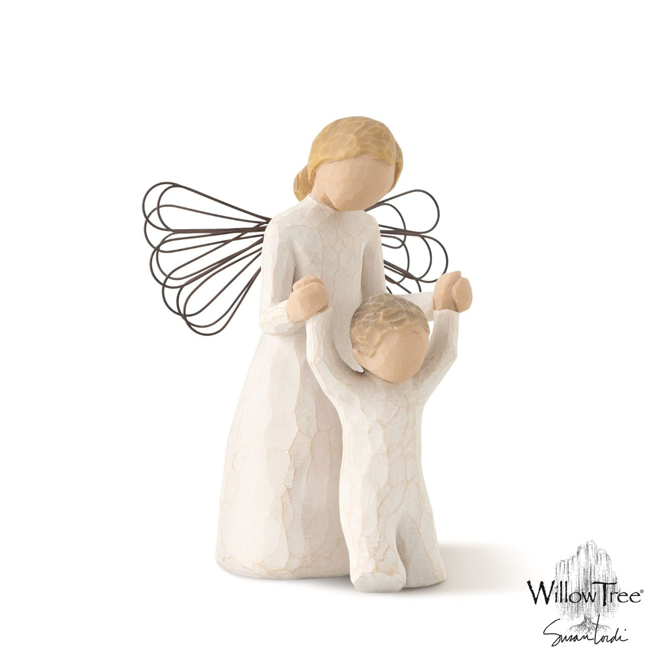 Guardian Angel by Willow Tree  Willow Tree is an intimate line of figurative sculptures representing sentiments of love, closeness, healing, courage, hope...all the emotions we encounter in life. Artist Susan Lordi hand carves the original of each Willow Tree sculpture.