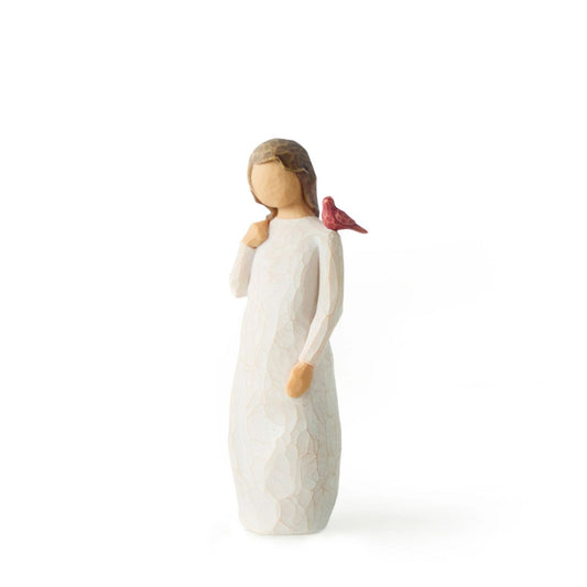This Messenger figurine by Willow Tree includes the sentiment ''bringing comfort and love from afar'' Sometimes we see something, and it evokes a feeling, a memory, a presence of one we miss.