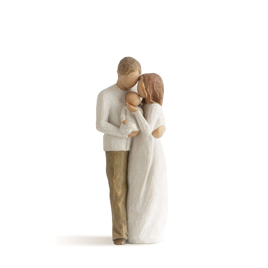 Willow Tree is an intimate line of figurative sculptures representing sentiments of love, closeness, healing, courage, hope...all the emotions we encounter in life. "...When you bring a new baby home, all of a sudden you understand the excitement of being a family - this, now, is your family.