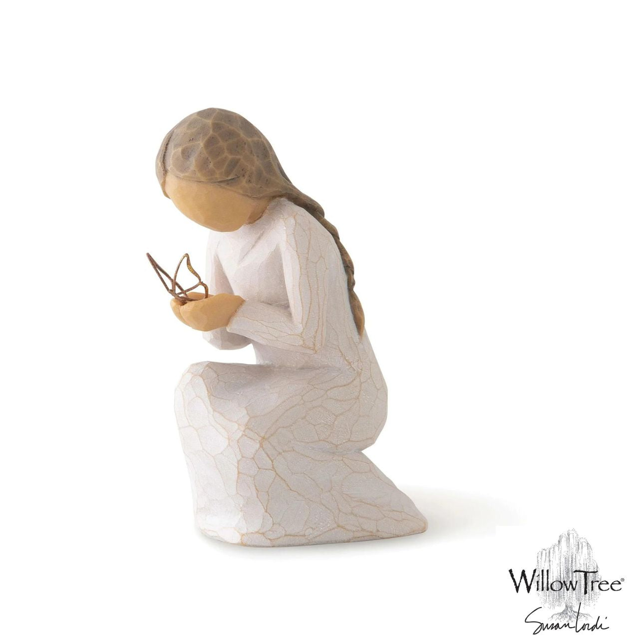 Quiet Wonder by Willow Tree  This figure includes a gift tag with the sentiment 'May quiet wonders bring you hope' This figure can be a little reminder to yourself, or someone close to you, of revelations and discoveries found in quiet moments when we are still and present.