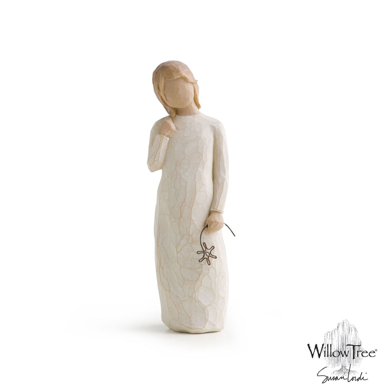 Remember by Willow Tree  Willow Tree is an intimate line of figurative sculptures representing sentiments of love, closeness, healing, courage, hope...all the emotions we encounter in life. "Her gesture could be a reference to memory of an event; a friend or loved one; or a significant point in a relationship.