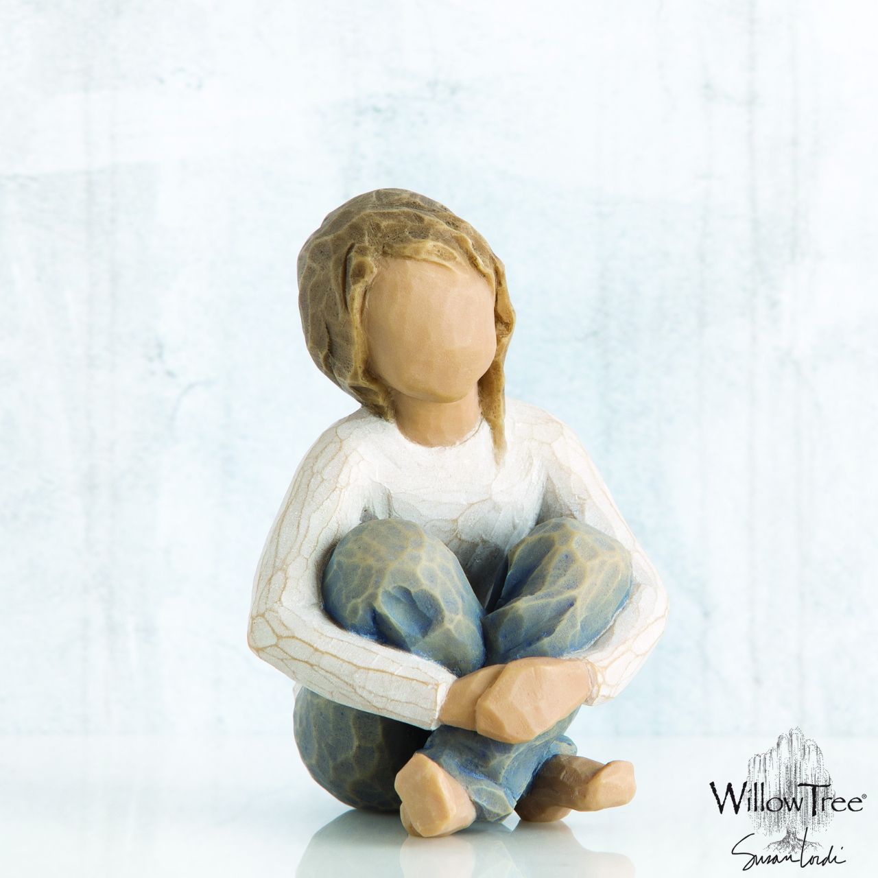 Spirited Child by Willow Tree  Willow Tree is an intimate line of figurative sculptures representing sentiments of love, closeness, healing, courage, hope...all the emotions we encounter in life. The Roses in my Garden collection of six children represents boys and girls of different ages and personalities.