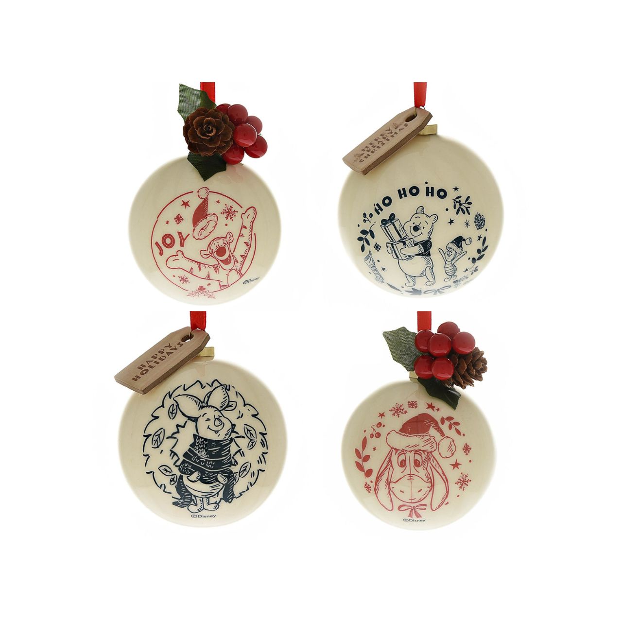 Make any tree a little more special this year by welcoming the warmth of Winnie the Pooh into the home. With heart-warming illustrations of the most recognisable characters, this set of baubles is sure to bring a smile to any little one's face.