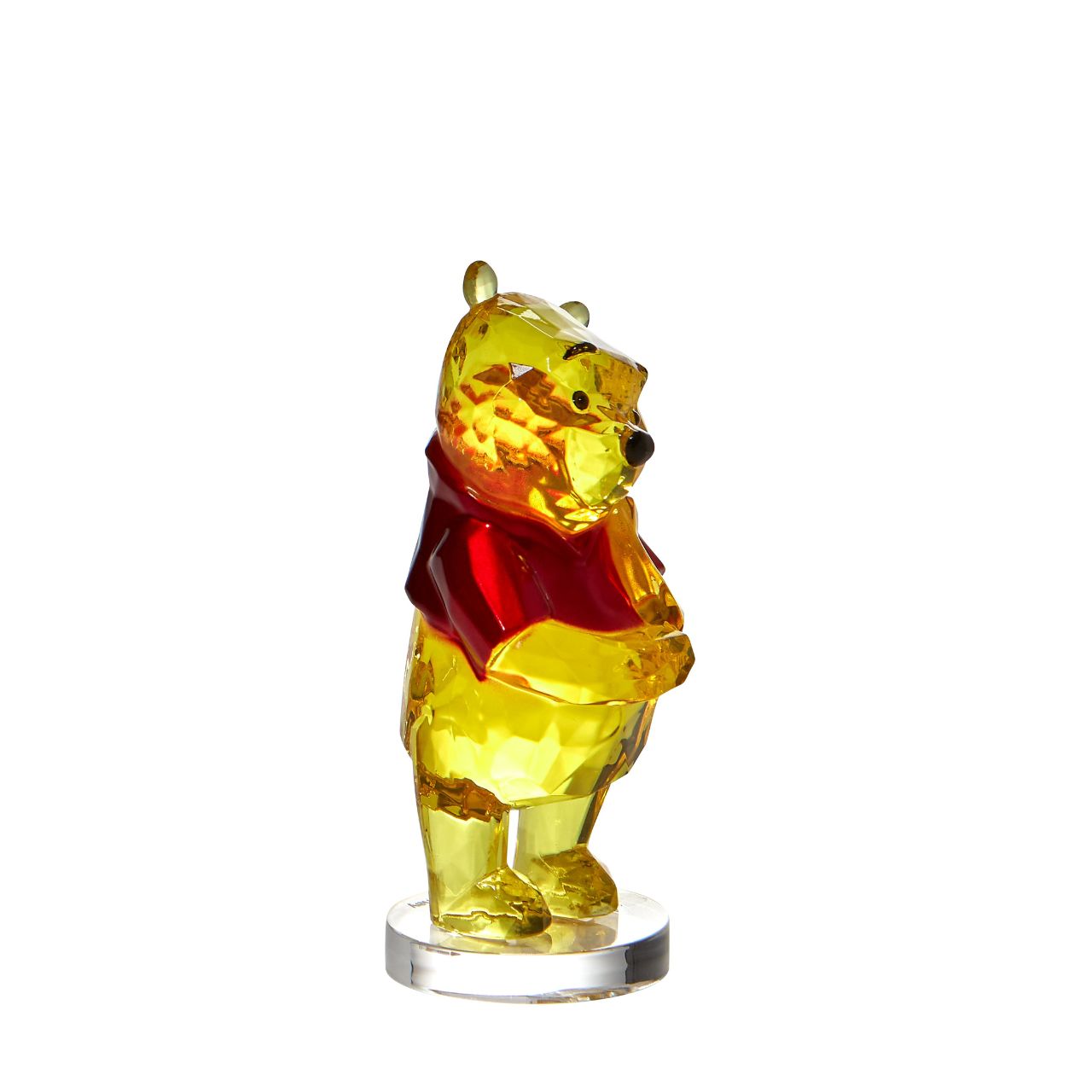 Disney Winnie The Pooh Facets Figurine  This "gem cut" acrylic sculpture reflects Winnie the Pooh's honey-sweet charm and whimsical personality. Presented in a branded window gift box. Not a toy or childrens product. Intended for adults only.
