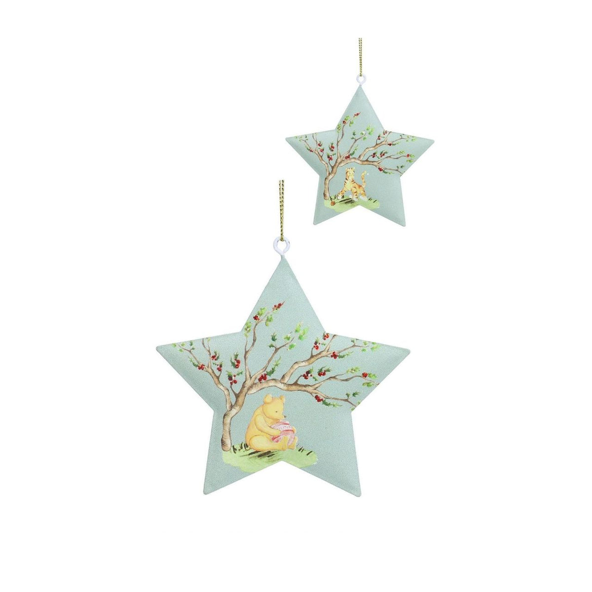 Bring timeless charm to your Christmas tree with this delightful Gisela Graham Winnie-The-Pooh &amp; Tigger hanging ornament. Featuring a whimsical star and heart design, this collectible piece celebrates beloved characters in festive style.