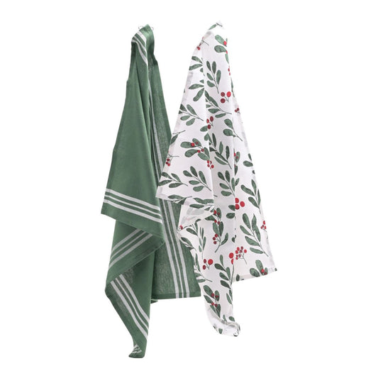 Christmas Winter Wilds Kitchen Towels Set of 2  A set of 2 kitchen towels by THE SEASONAL GIFT CO.  These colourful kitchen towels will add to festivities whilst preparing a family feast.