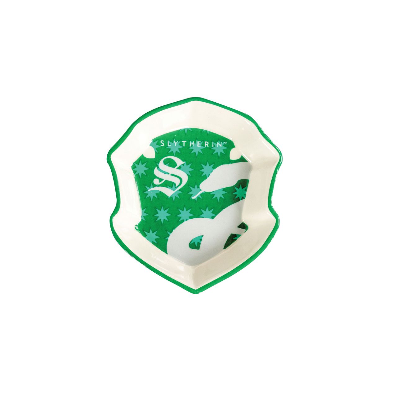 Show your house pride with the Slytherin Trinket Dish from the Wizarding World of Harry Potter collection. Made from high quality cast stone and finished with a decal, this will be a must-have piece for any collectible of Magical memorabilia.